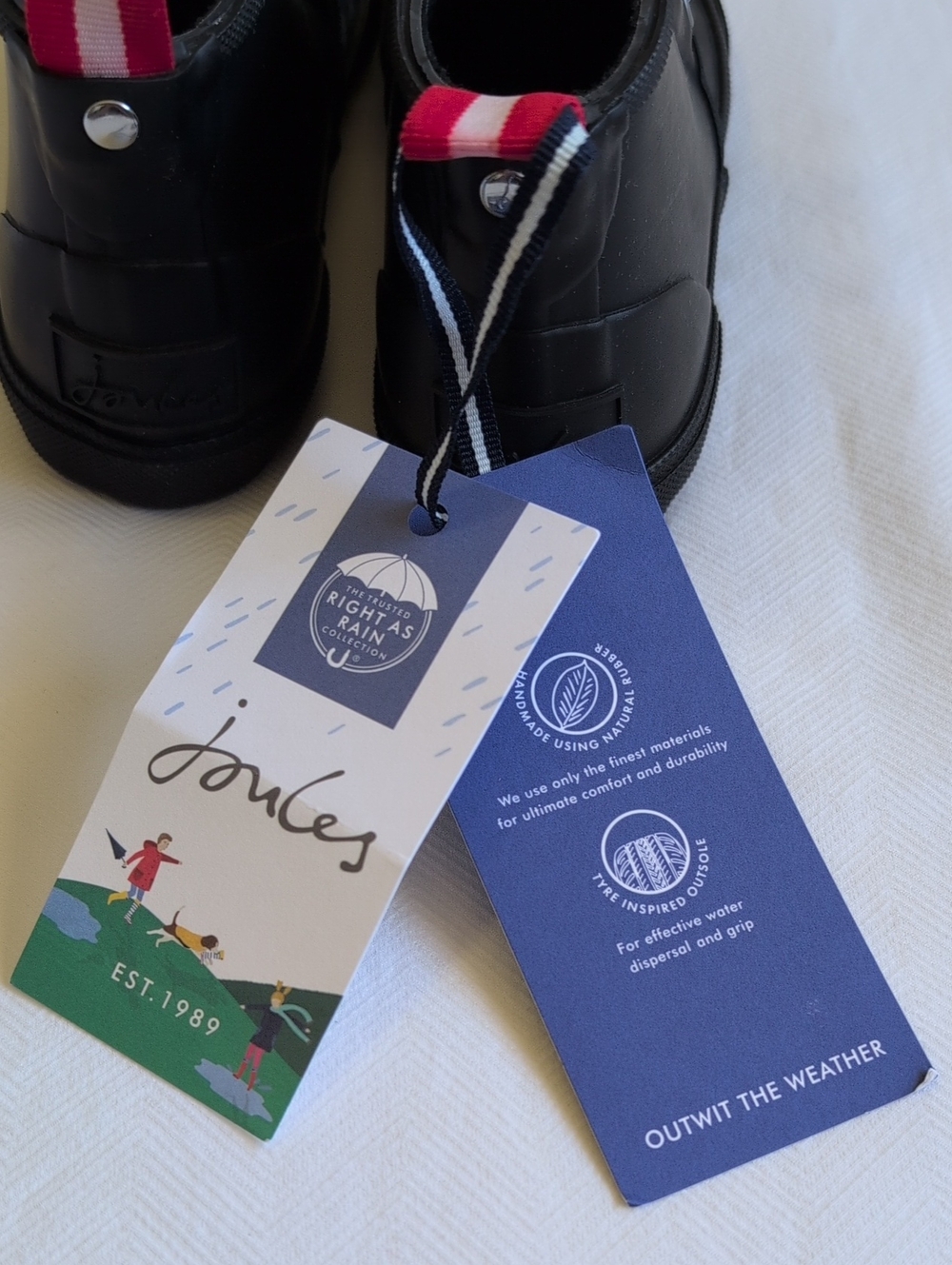 NIB Joules Kids Boys Riley Lace Up Welly Rain Boots Black US 10 / EU 27 / UK 9 - Picture 3 of 9